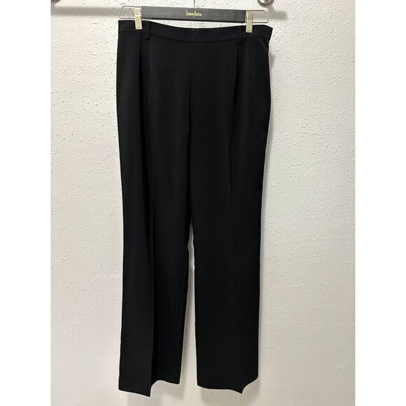 NWT Doncaster Black Wide Leg Trouser Pants Sz 14 Center Fold Pleat Classic Chic - Picture 1 of 8